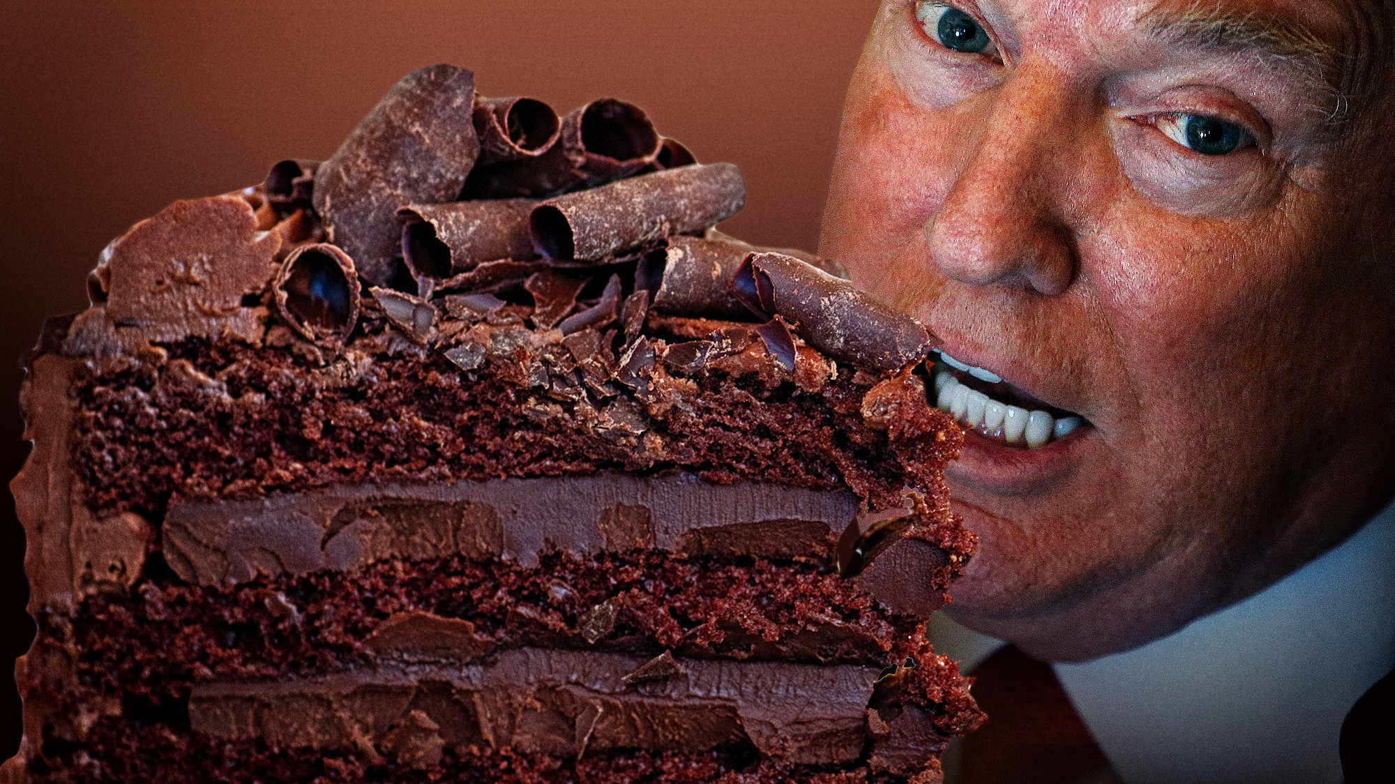 Donald Trump Chocolate Cake
 Trump Brags About Eating the "Most Beautiful" Chocolate