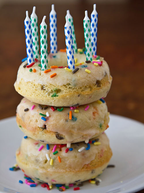 Donut Birthday Cake
 Confetti Cake Baked Doughnuts Recipe — La Fuji Mama