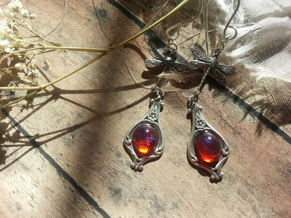 Dragon'S Breath Dessert
 Dragonfly Dropped Dragon s Breath Earrings Stunning Fire