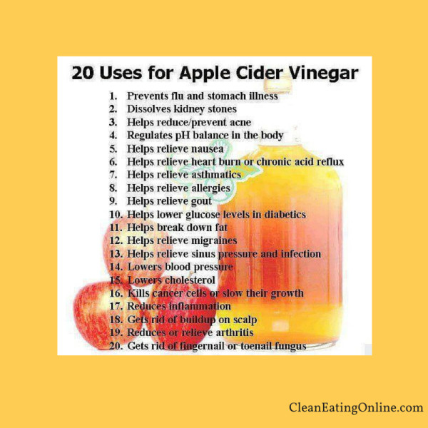 Drinking Apple Cider Vinegar Benefits
 20 uses for apple cider vinegar Clean Eating line