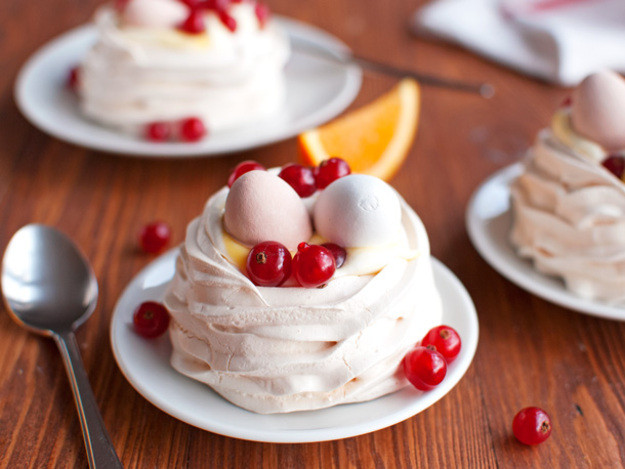 Easter Dessert Recipes
 Meringue Nests With Orange Curd Cream and Easter Eggs Make