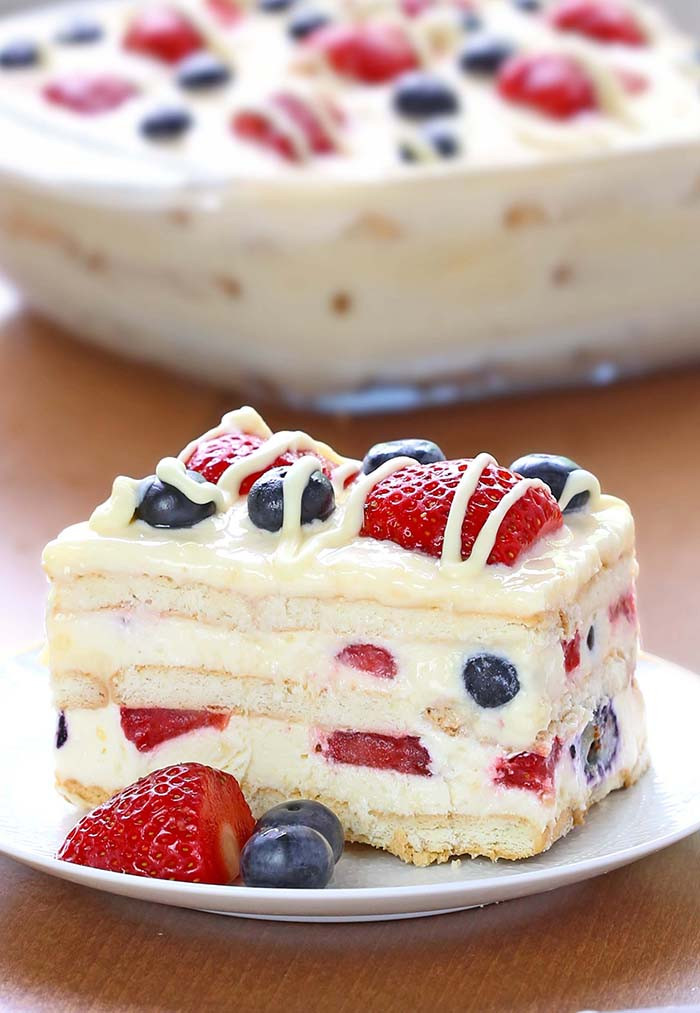 Easy Baking Dessert Recipes
 No Bake Summer Berry Icebox Cake Cakescottage