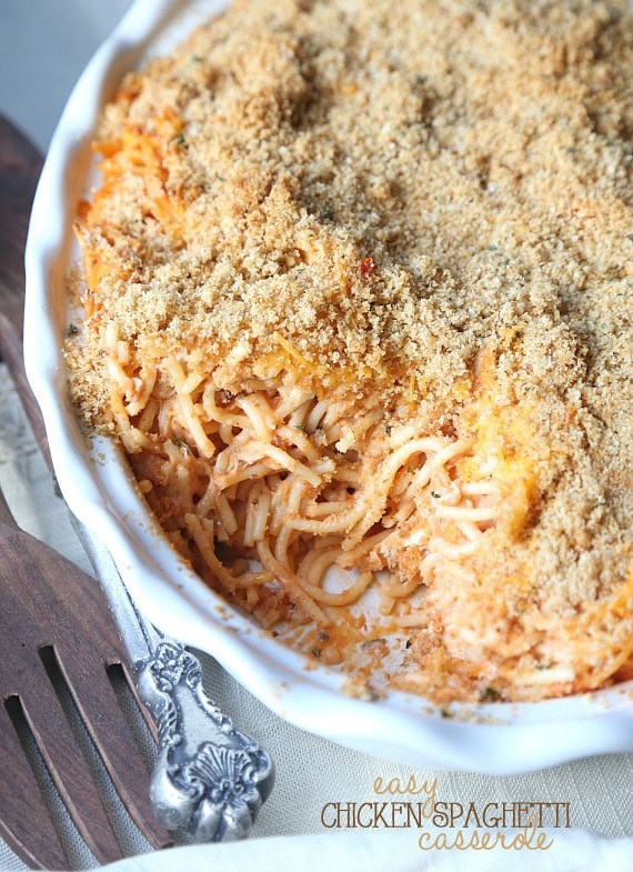 Easy Chicken Pasta Casserole
 Easy Chicken Spaghetti Casserole Cookies and Cups