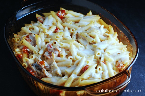 Easy Chicken Pasta Casserole
 Easy Chicken Alfredo Pasta Bake with Sun Dried Tomatoes