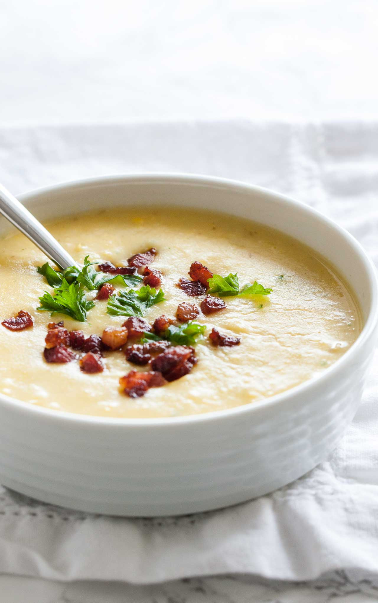 Easy Creamy Potato Soup
 Easy Potato Bacon Soup with Corn Less than 30 Minutes