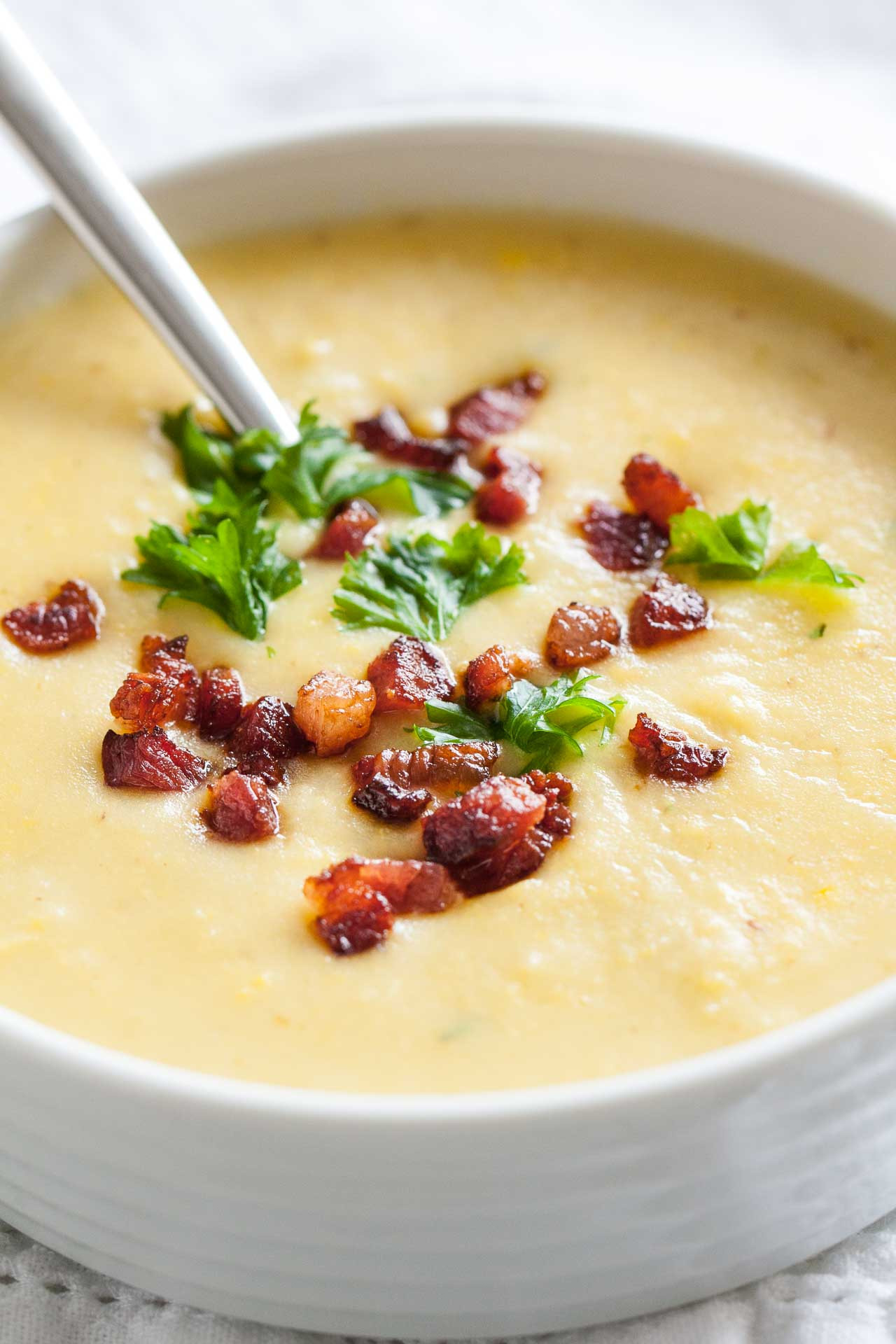 Easy Creamy Potato Soup
 Easy Potato Bacon Soup with Corn Less than 30 Minutes