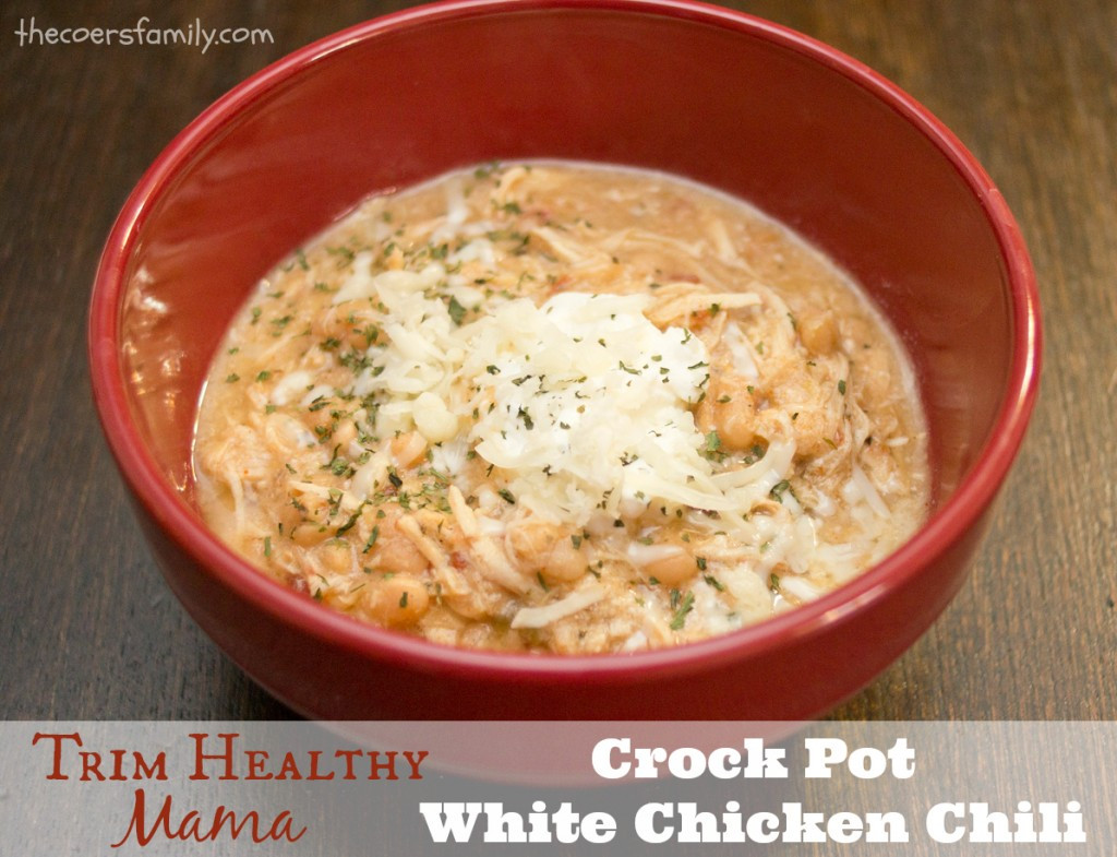Easy Crockpot White Chicken Chili
 Trim Healthy Mama style Crock Pot White Chicken Chili