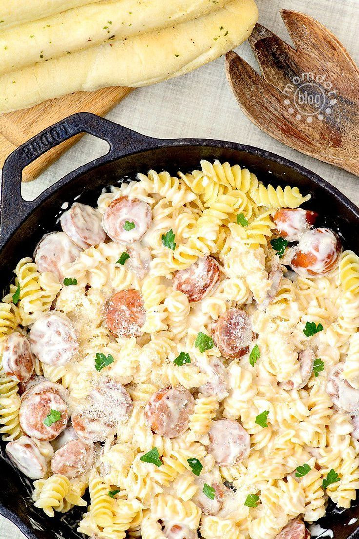 Easy Dinner For Two
 Spicy Sausage Alfredo for 2 food & drink
