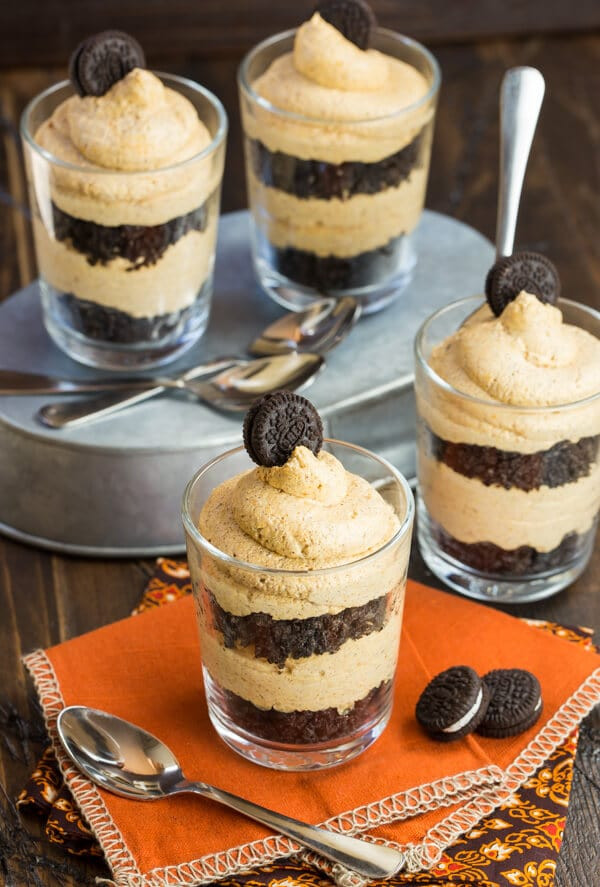 Easy Fall Desserts
 No Bake Oreo and Pumpkin Cheesecake Parfaits recipe