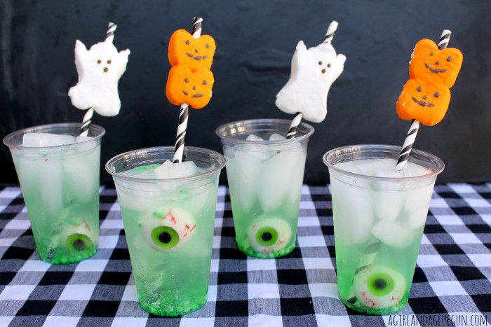 Easy Halloween Drinks
 easy halloween drink with peep straws A girl and a glue gun