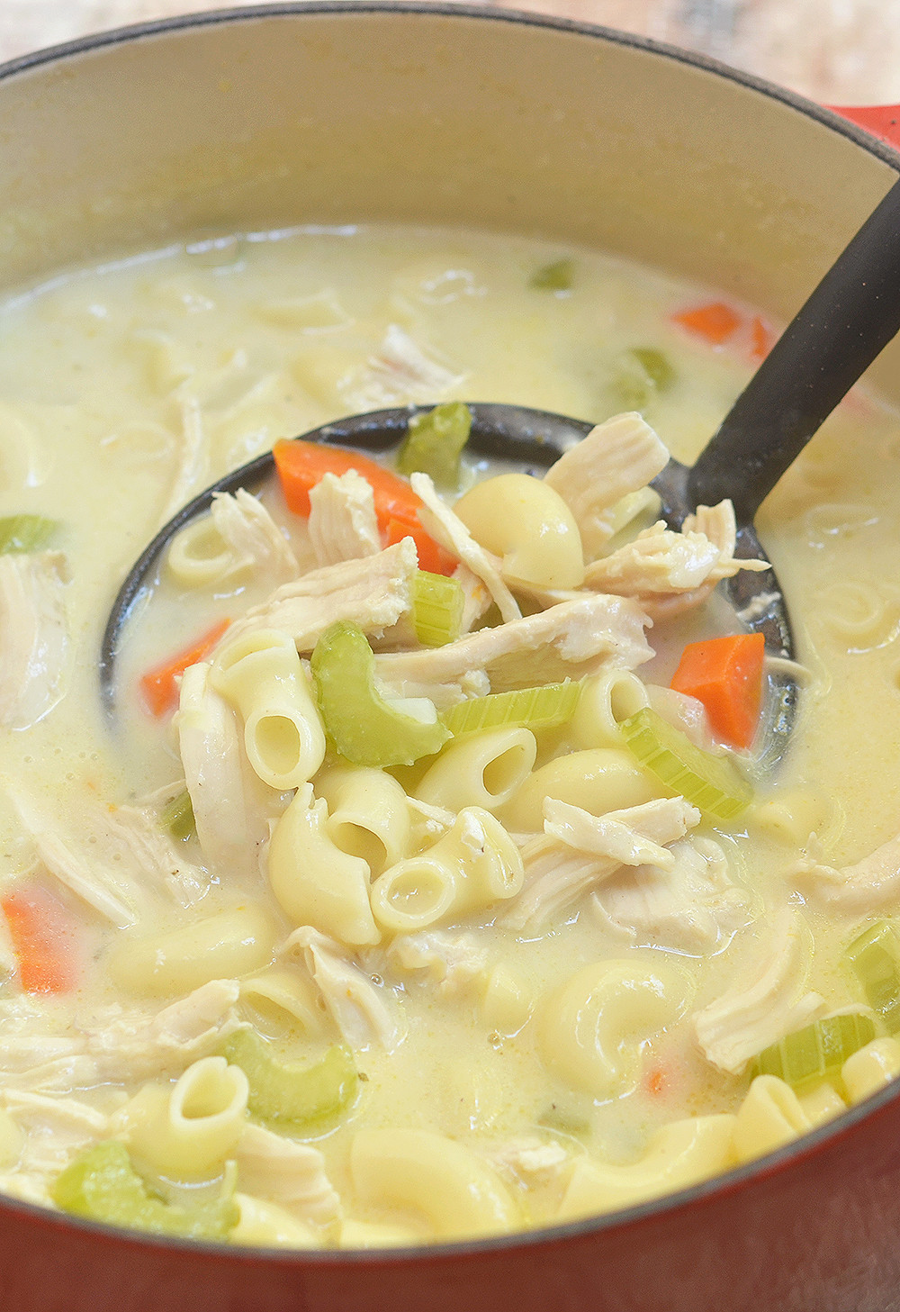 Easy Homemade Chicken Soup
 Easy Creamy Chicken Noodle Soup ion Rings & Things