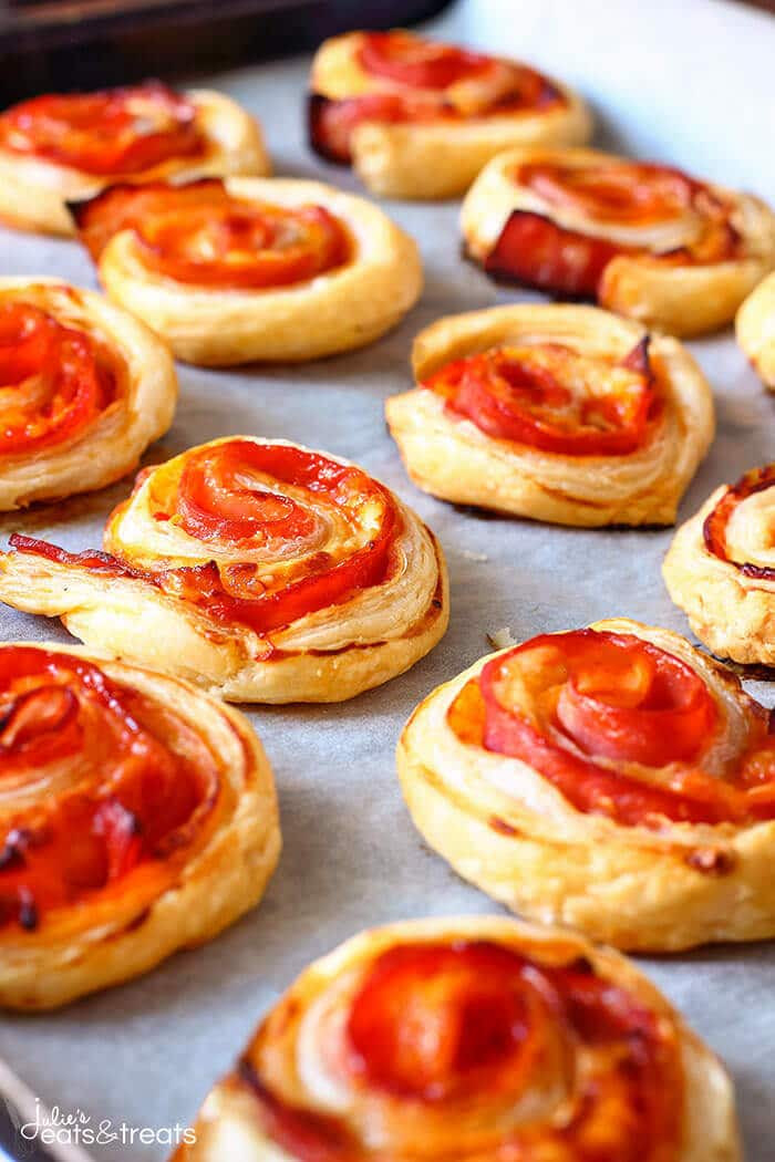 Easy Puff Pastry Appetizers
 Puff Pastry Bacon Pinwheels with Cheddar Julie s Eats