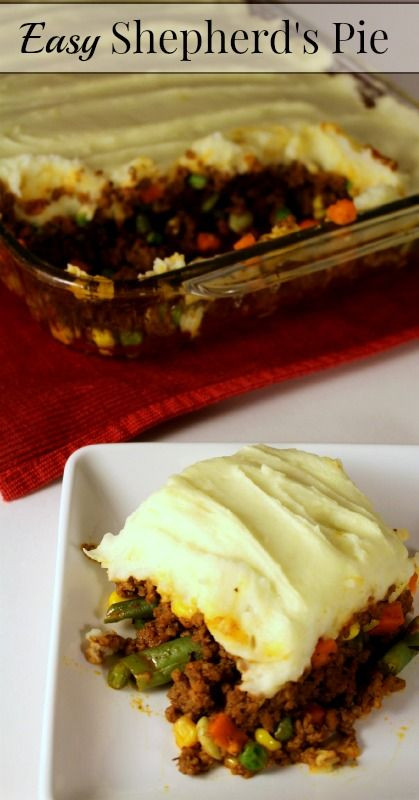 Easy Shepherd'S Pie
 Easy shepherds pie Pies and Mixed ve ables on Pinterest