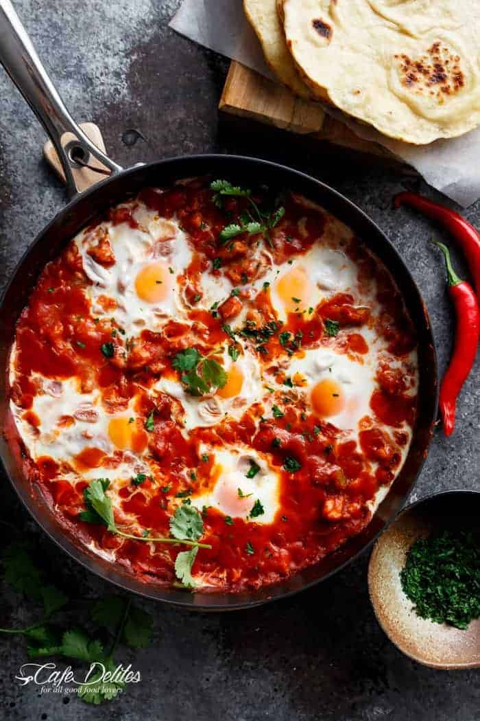 Eggs In Tomato Sauce
 Eggs In Tomato Sauce with Sausage Shakshuka Cafe Delites