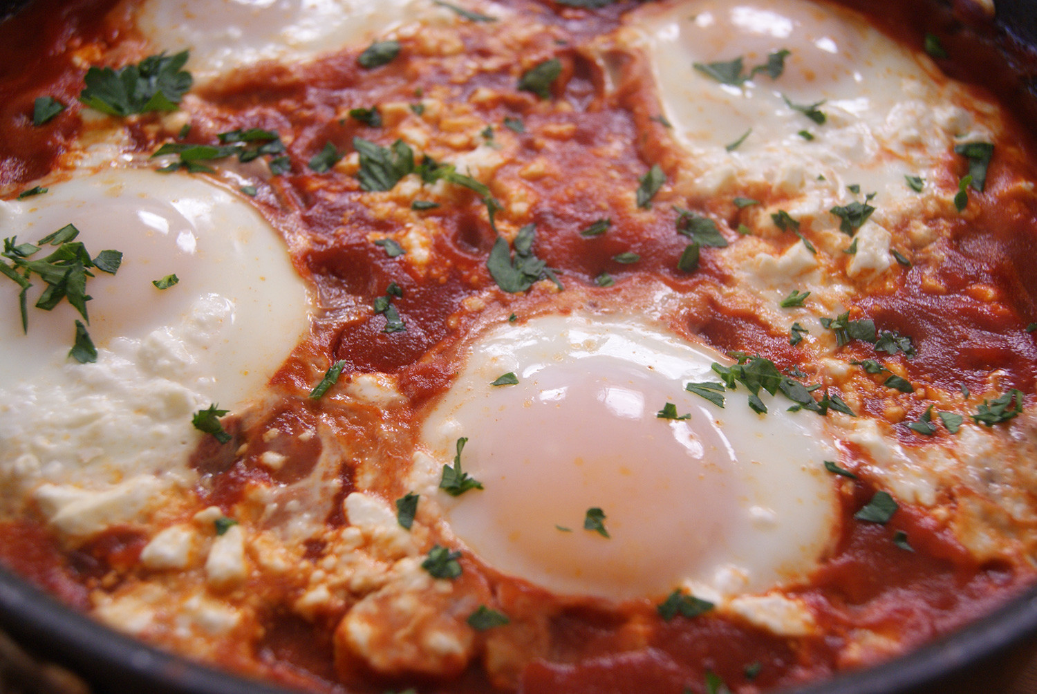 Eggs In Tomato Sauce
 Bulgarian Eggs Baked in Spicy Tomato Sauce With Feta