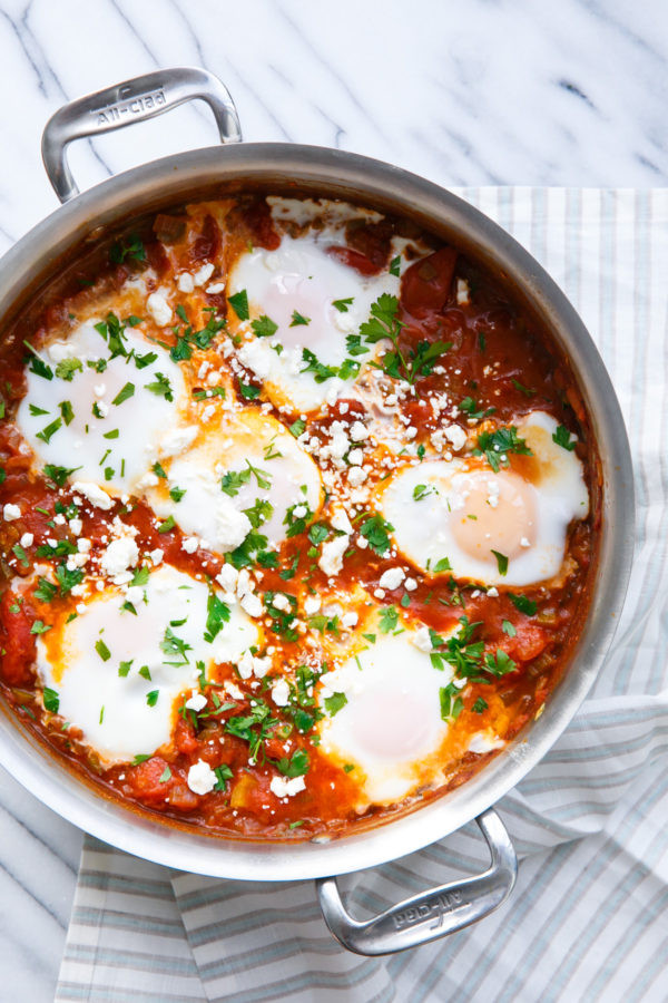Eggs In Tomato Sauce
 Shakshouka Poached Eggs in Spicy Tomato Sauce