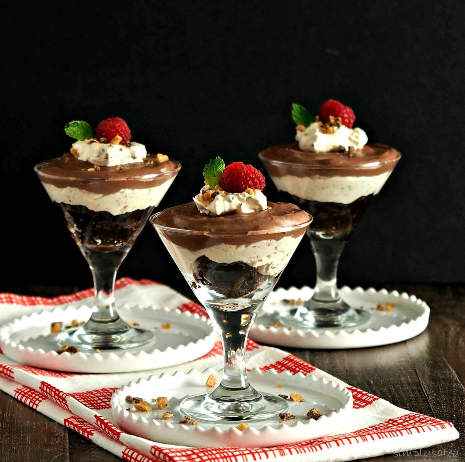 Elegant Dessert Recipes
 Tipsy or not Brownie Parfaits Simply Sated