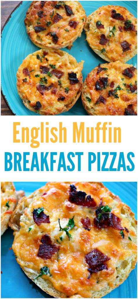 English Muffin Breakfast Pizza
 English Muffin Bacon Cheddar Breakfast Pizza