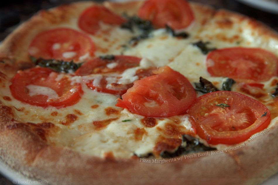 Fat Tomato Pizza
 Pizza Margherita with Fresh Basil Roma Tomatoes