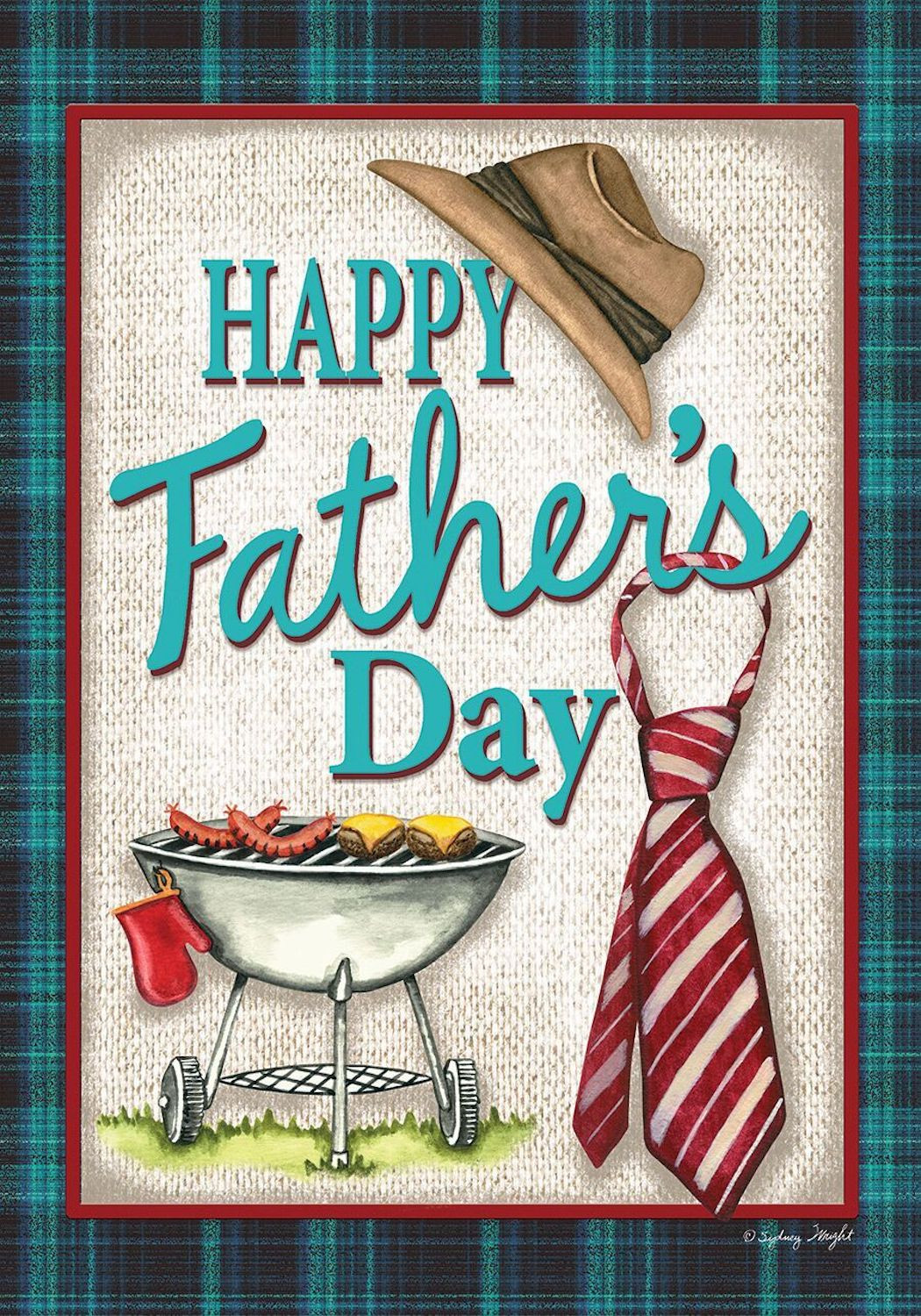 Father'S Day Dinner
 Happy Father s Day Grillin Garden Flag Hat and Tie