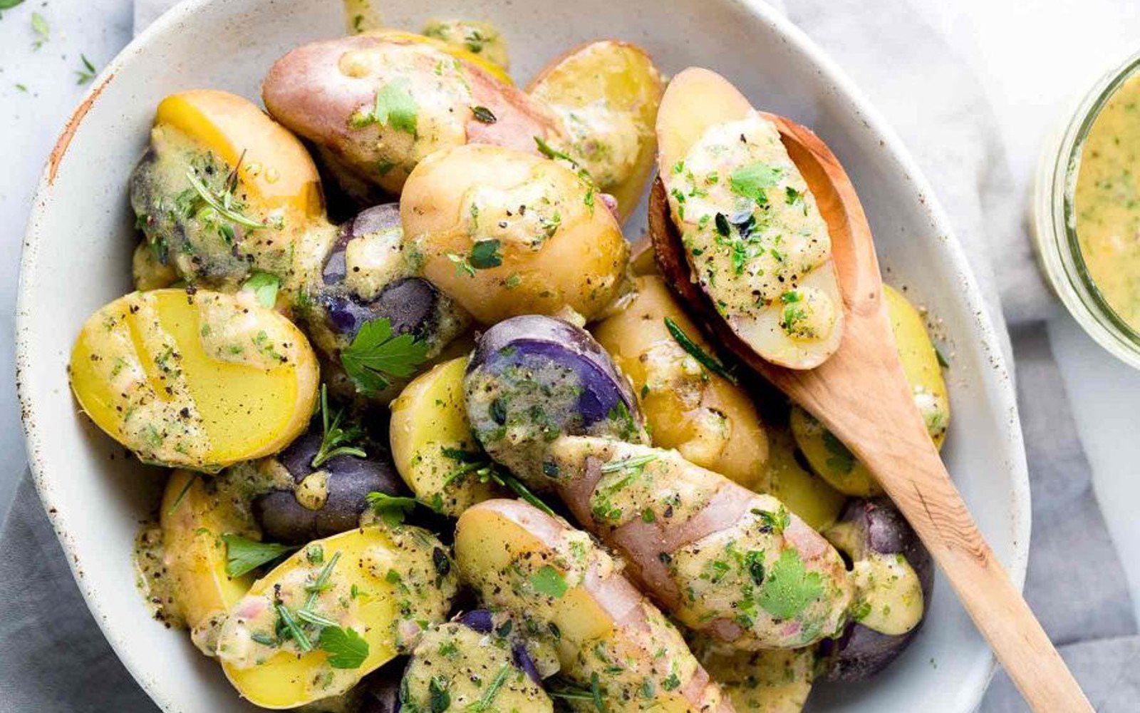 Fingerling Potato Salad
 Fingerling Potato Salad With Lemon Herb Dressing [Vegan