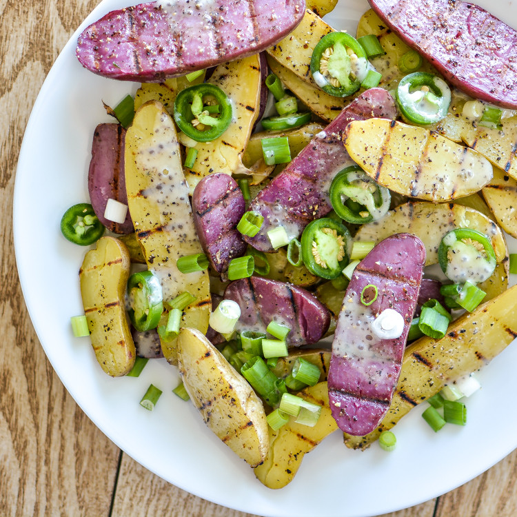 Fingerling Potato Salad
 Grilled Fingerling Potato Salad with Chia Seed Ranch Dressing