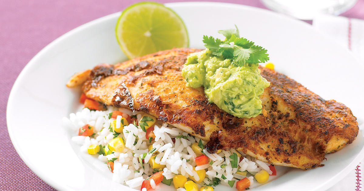 Fish And Rice Recipes
 Spicy White Fish with Rice and Guacamole