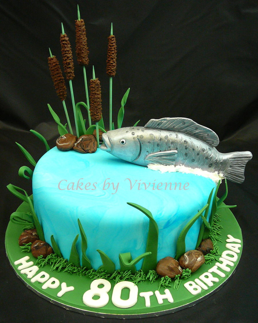 Fish Birthday Cake
 80Th Birthday Fish Cake CakeCentral