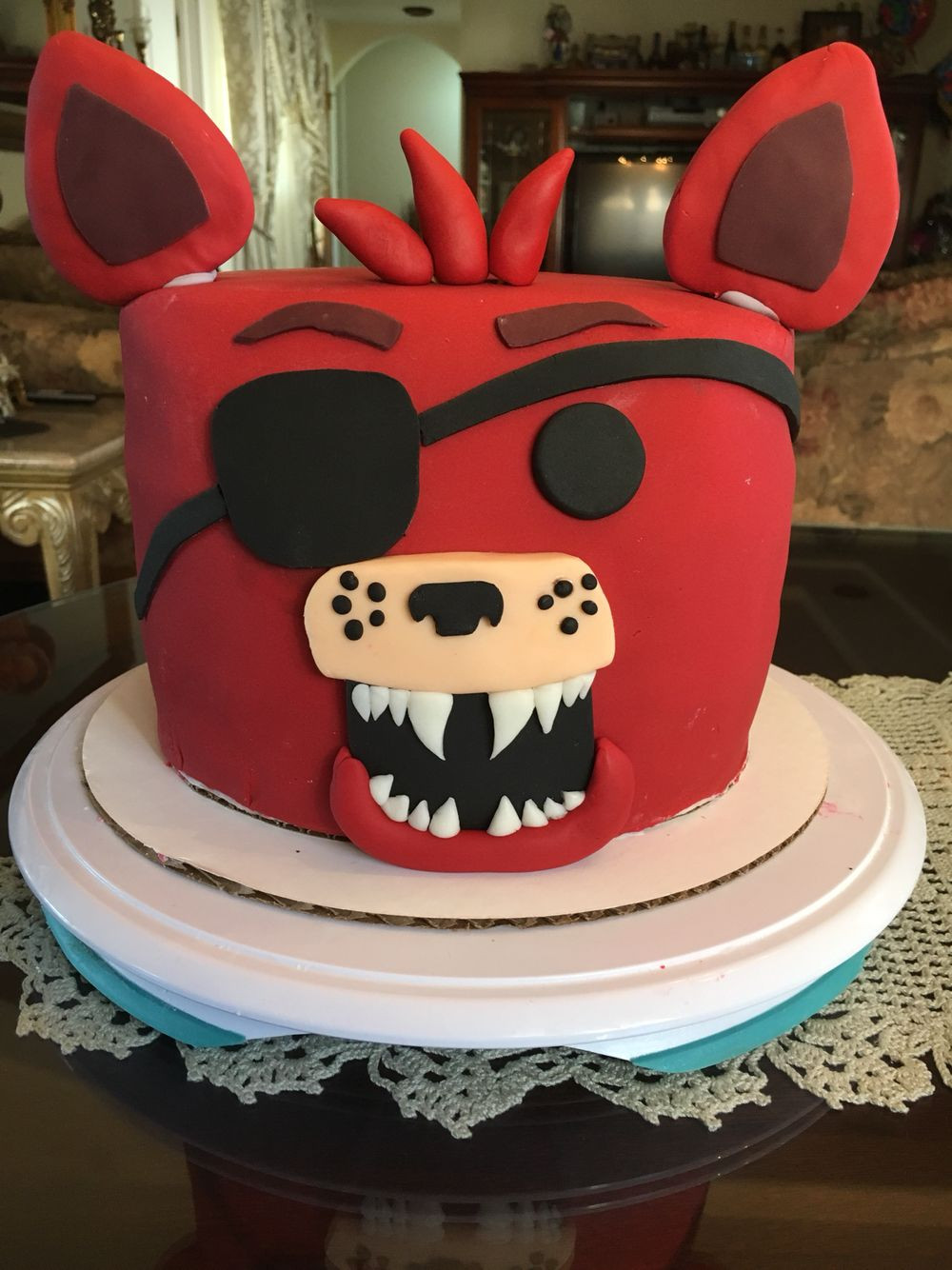 Five Nights At Freddy'S Birthday Cake
 Red velvet Vanilla Foxy Five Nights Freddy s cake