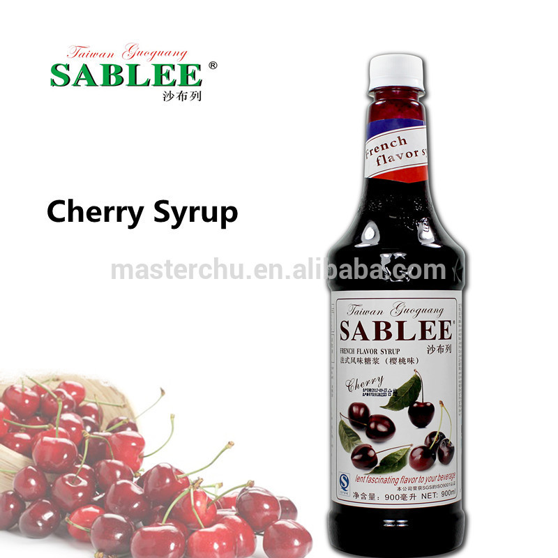 Flavored Syrups For Drinks
 Sablee Cherry Flavor Syrup For Cocktail With Halal 900ml