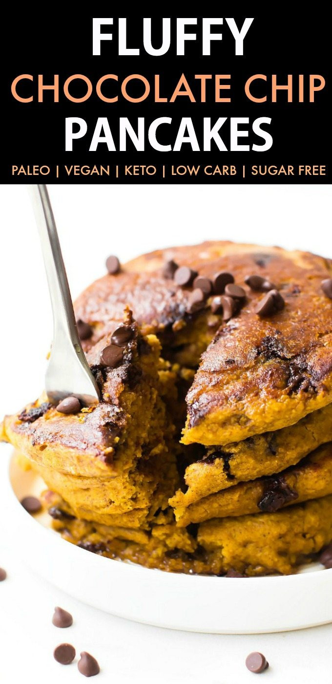 Fluffy Keto Pancakes
 Fluffy Low Carb Keto Chocolate Chip Pancakes Paleo Vegan