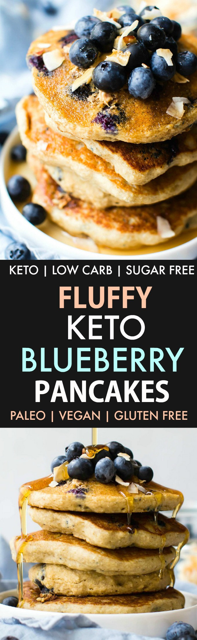 Fluffy Keto Pancakes
 Fluffy Low Carb Keto Blueberry Pancakes Paleo Vegan