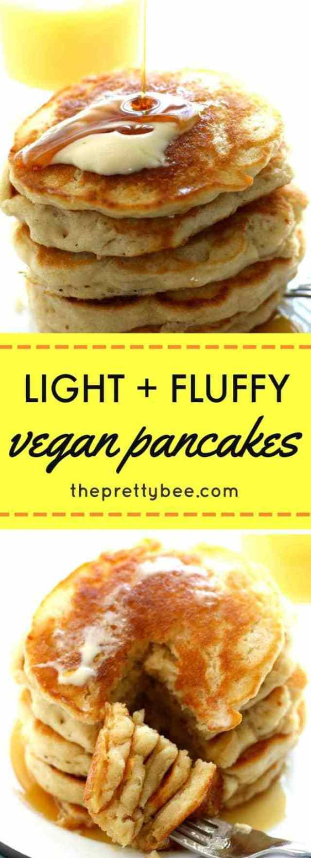 Fluffy Vegan Pancakes
 Light and Fluffy Vegan Pancakes The Pretty Bee