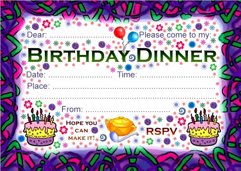 Free Birthday Dinner
 Birthday Dinner Invitation Template