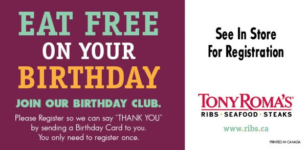 Free Dinner On Your Birthday
 Going Up