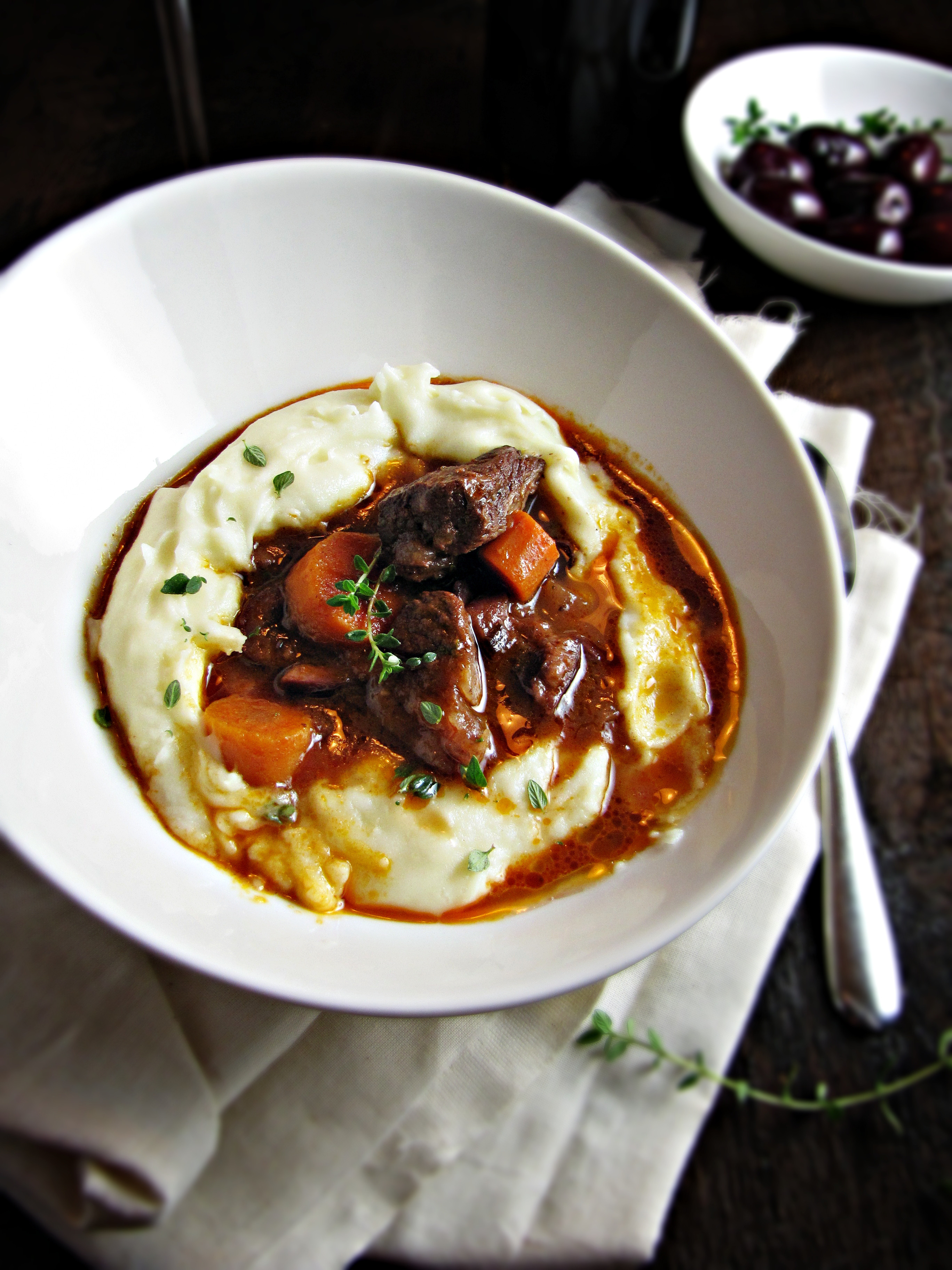 French Beef Stew
 French Beef Stew with Red Wine Garlic Mashed Potatoes