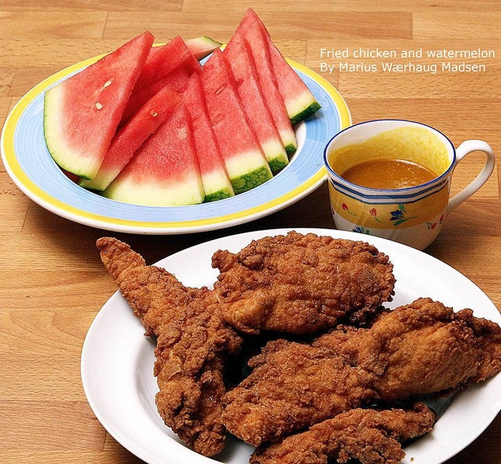 Fried Chicken And Watermelon
 Fried Chicken And Watermelon Black