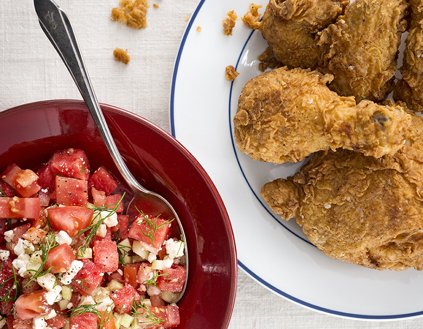 Fried Chicken And Watermelon
 Michy’s Fried Chicken and Watermelon Salad Andrew