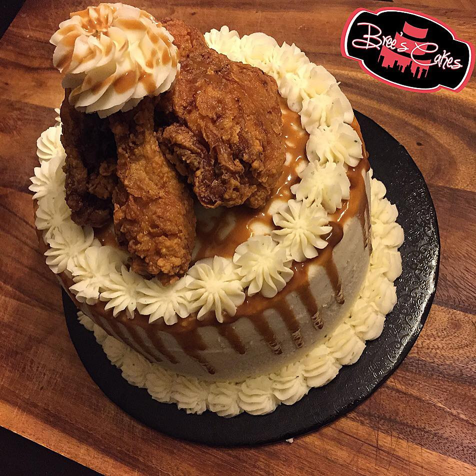 Fried Chicken Cake
 fried chicken mashed potato cornbread cake