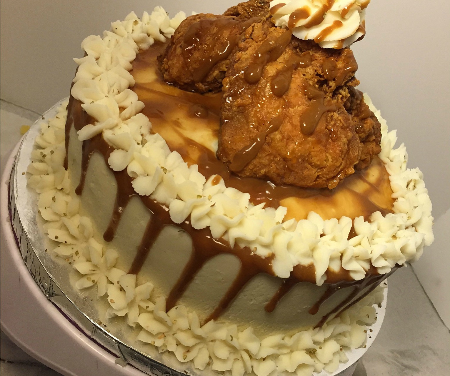 Fried Chicken Cake
 Mashed Potato Fried Chicken Cornbread Cake