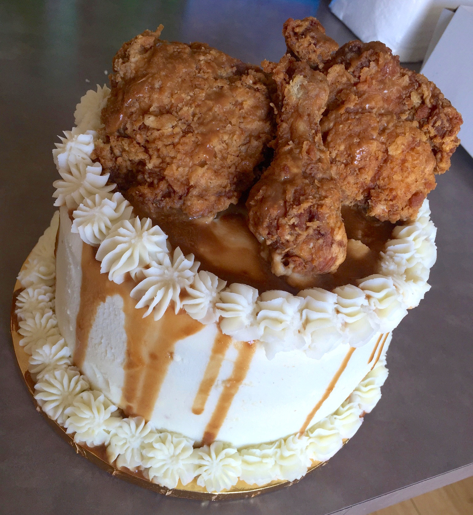 Fried Chicken Cake
 This fried chicken mashed potato cake is a dinner dream