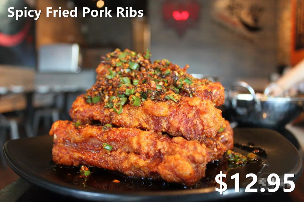 Fried Pork Ribs
 Spicy Fried Pork Ribs $12 95 The crust is crisp ribs
