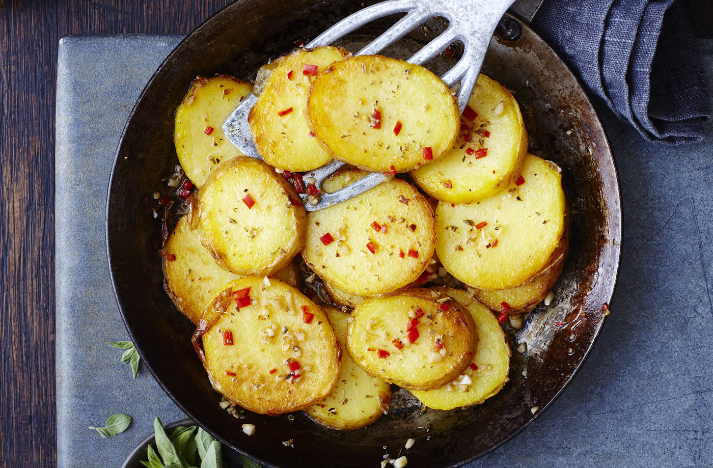 Fried Potato Recipes
 Pan fried potatoes with dried oregano garlic and chilli