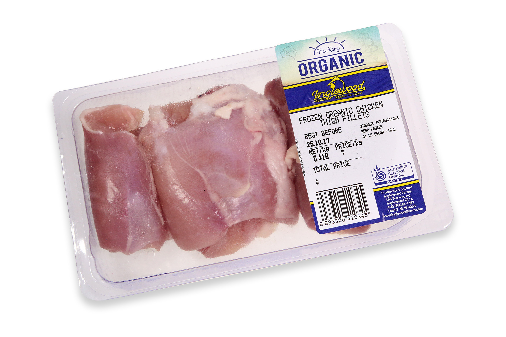 Frozen Chicken Thighs
 frozen organic chicken thigh fillets