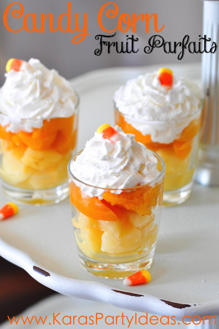 Fun Easy Dessert Recipes
 Kara s Party Ideas Halloween Candy Corn Fruit Parfait