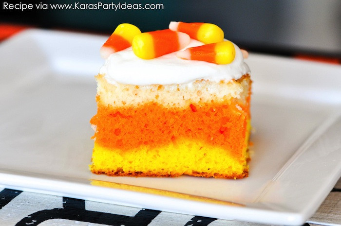 Fun Easy Dessert Recipes
 Kara s Party Ideas Candy Corn Poke Cake Halloween Recipe