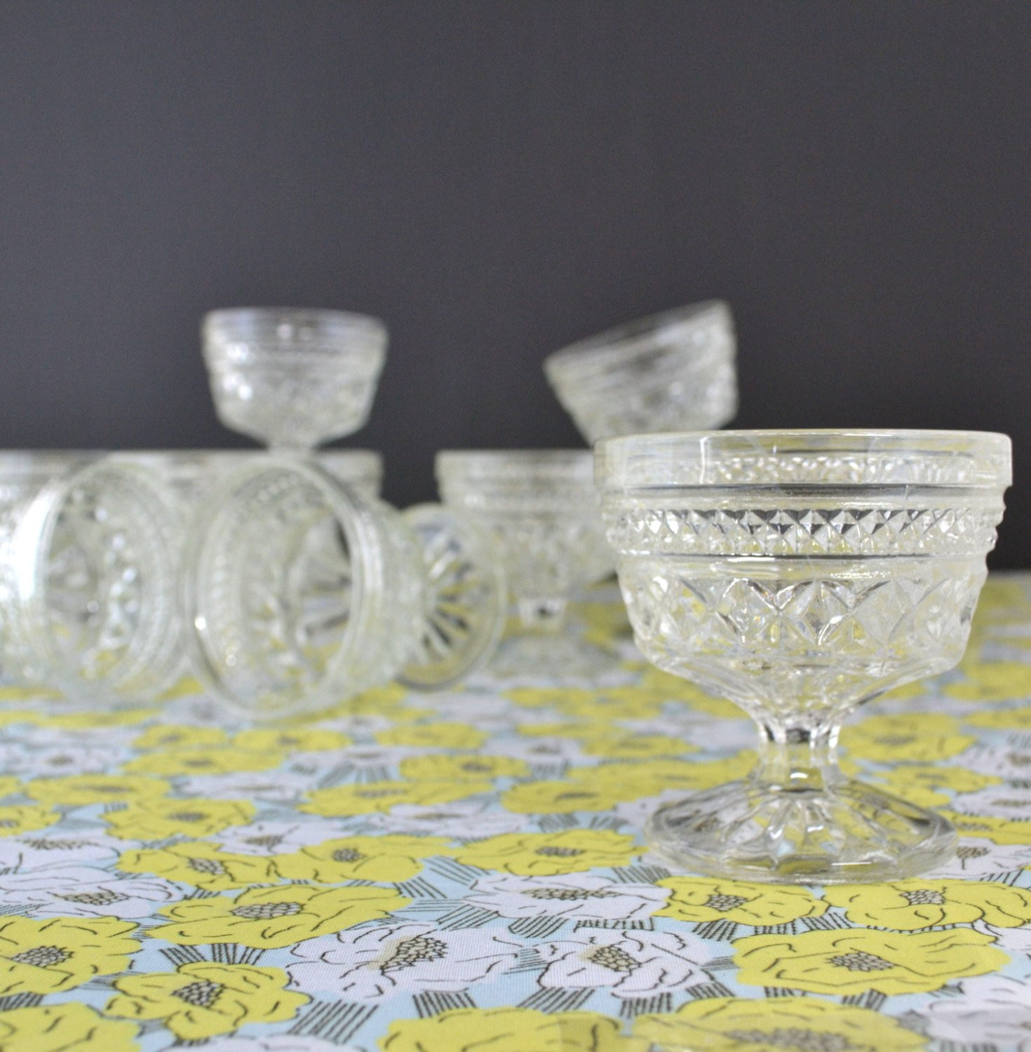 Glass Dessert Cups
 Vintage Footed Dessert Bowls Clear Glass Dessert Cup