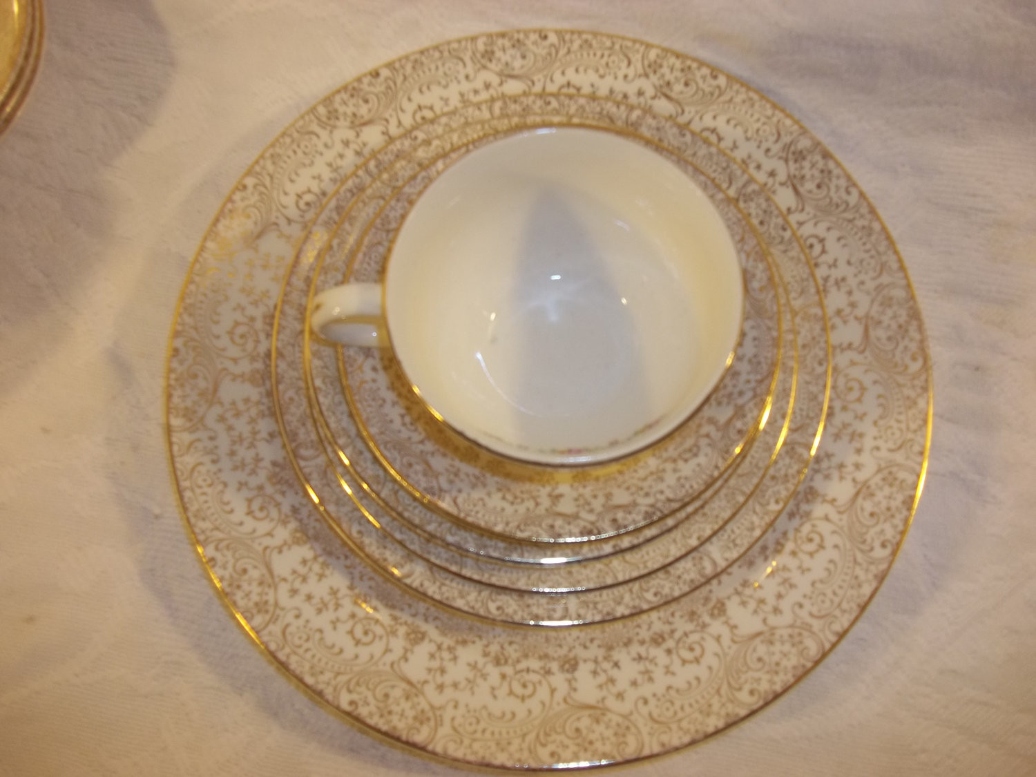 Gold Dinner Ware
 Vintage Antique Liberty Gold Dinnerware Set Plate Cup Saucer