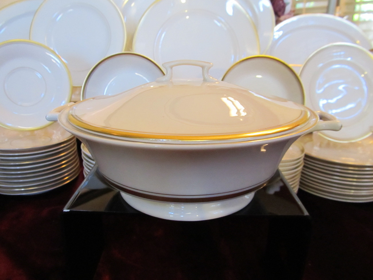 Gold Dinner Ware
 Syracuse Fine China Contessa Cream & Gold 107 Pc