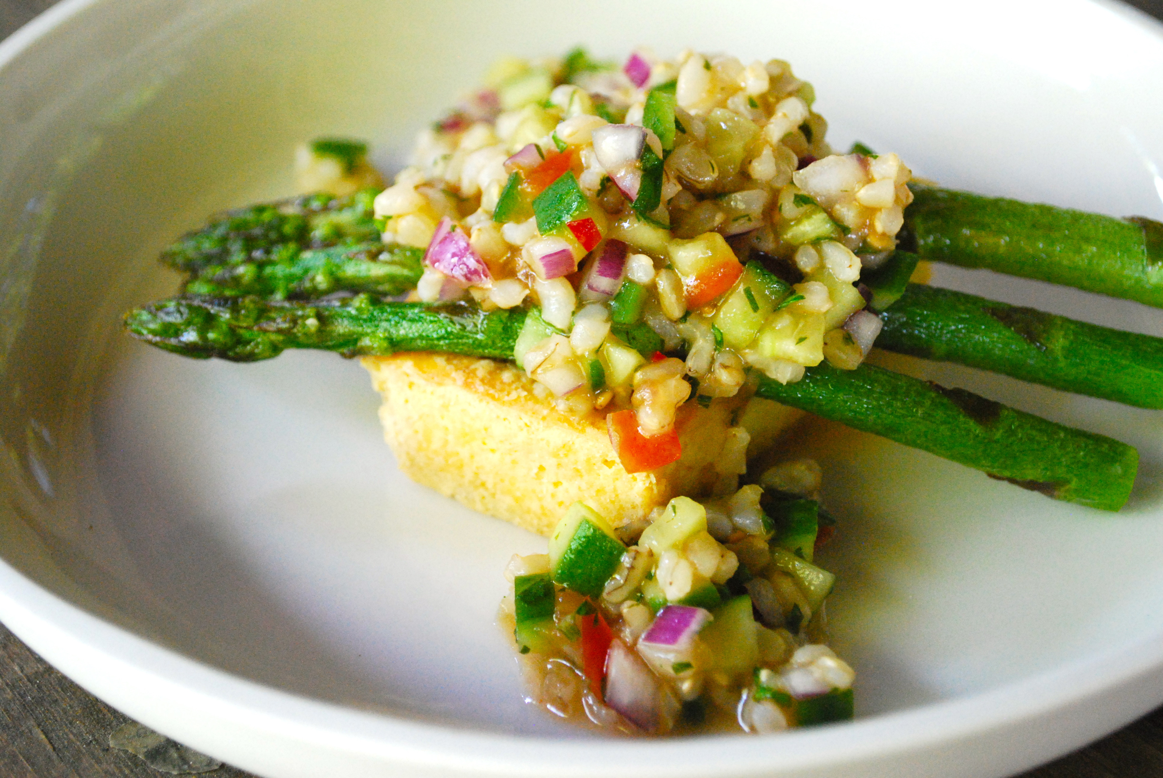 Gourmet Vegetarian Recipes
 deep fried tofu with brown rice salsa